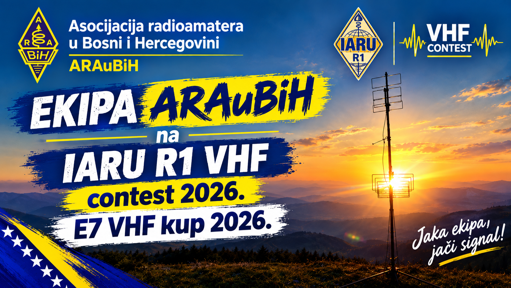EKIPA  ARAuBIH na IARUR1VHF contest 2026./ E7 VHF kup 2026.